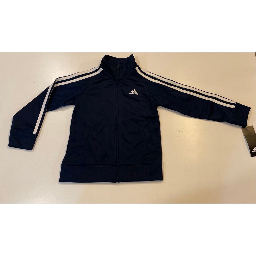 Adidas Toddler Boys 4T Track Jacket Navy Blue Full Zip 3 Stripe Jacket